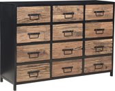Duverger® Railway - Ladenkast - 12 laden - naturel - ruw drijfhout - smeedijzer frame - zwart