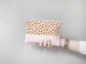 Stationery & Gift | Cosmetic Bag | Etui | Make up tasje |  Pink Cheetah patroon | 15 x 21 cm | katoen