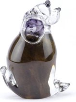 Kristalglas - Mini Urn Hond Handgeblazen - Urn Voor As - 40 Ml - Bruin Zittend (gratis Vullen & Sluitplaatje) Urnen Ambachtelijk