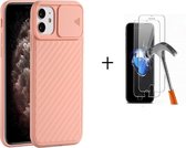 GSMNed – iPhone 12 Mini Roze – hoogwaardig siliconen Case Roze – iPhone 12 Mini Roze – hoesje voor iPhone Roze – shockproof – camera bescherming – met screenprotector iPhone 12 Min