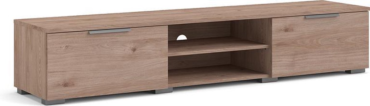 Malika TV-meubel met 2 lades en 1 plank, licht notenhout.