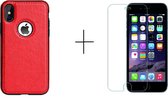 GSMNed - PU Leren telefoonhoes iPhone Xr rood – hoogwaardig leren hoesje rood - telefoonhoes iPhone Xr rood - leren hoes voor iPhone Xr rood – 1x screenprotector  iPhone Xr