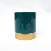 Ellie pot groen met gouden rand ⌀ 11,7 cm - ↕ 13,5 cm (Nordic, Scandinavisch, Minimalistisch, Chic, Luxe, Trendy)