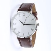 Brigada - unisex horloge - bruine horloge band - lederen horlogeband - quartz uurwerk Vaderdag cadeau