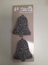 Kersthanger grijze bel. 2 x 7 stuks
