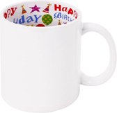 Mok - Binnenkant met 'Happy Birthday' print - Buitenkant rondom bedrukt met uw eigen ontwerp
