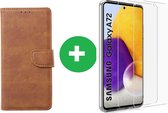 2-in-1 Beschermset Samsung Galaxy A72 5G Hoesje | Boekhoesje Bruin | Inclusief 2 stuks Screenprotector | Luxe Booktype A72 | A72 Hoesje | A72 Screenprotector Samsung Galaxy A72 hoesje - Galax