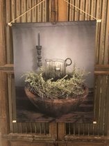 Wand doek landelijk velours zijde 81hx63B schaal glas