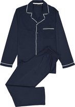 Gotzburg heren pyjama met knopen - blauw met wit biesje -  Maat: XXL