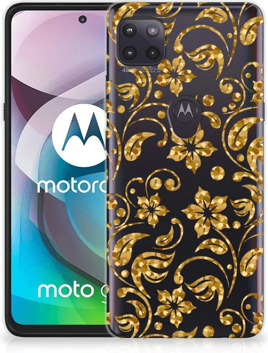 Motorola Moto G 5G TPU Case Gouden Bloemen