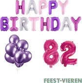 82 jaar Verjaardag Versiering Ballon Pakket Pastel & Roze