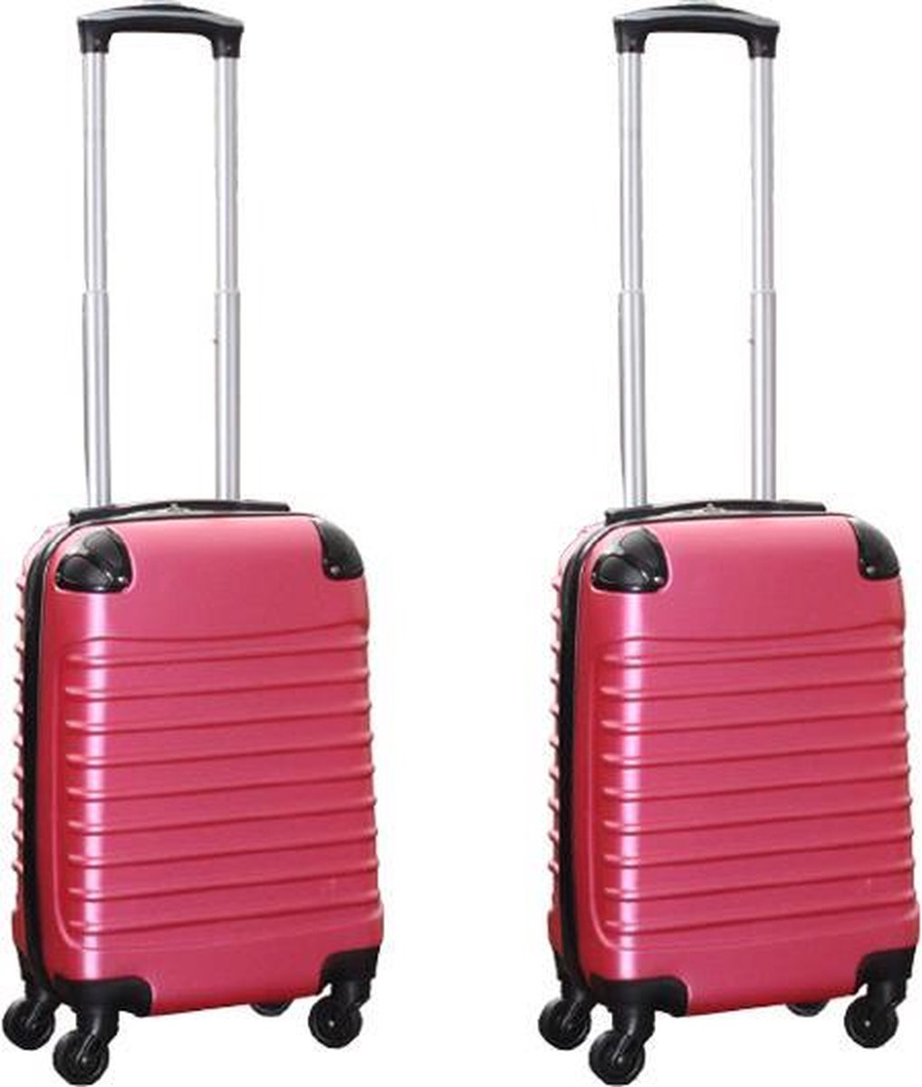 Travelerz kofferset 2 delige ABS handbagage koffers - met cijferslot - 27 liter - roze