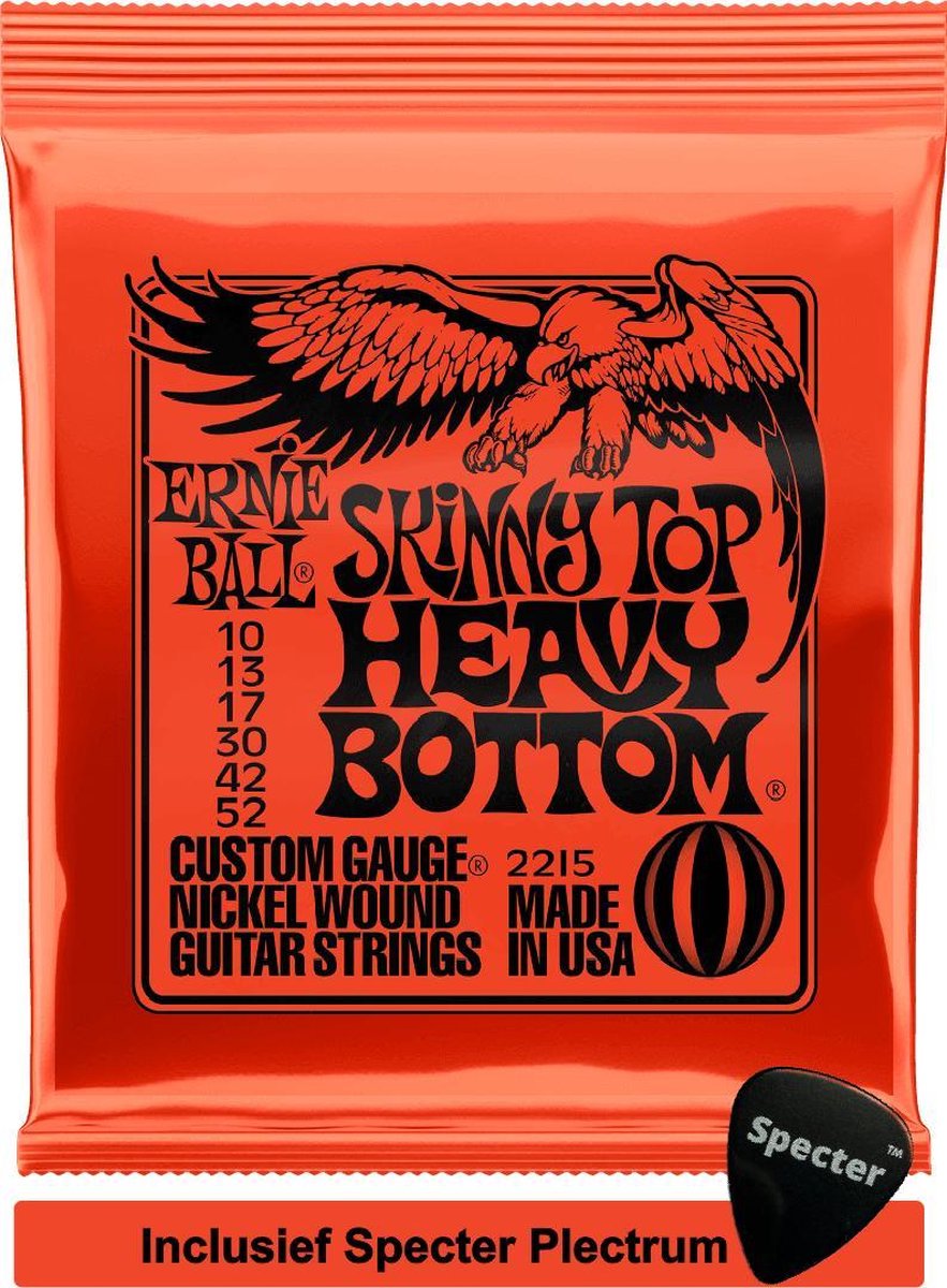 Ernie Ball 2215 Skinny Top Heavy Bottom Snaren Elektrisch gitaarsnaren met Specter plectrum