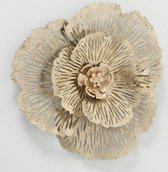 Wanddecoratie woonkamer metaal modern 3D golden flower 78 cm