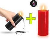 FETISH TENTATION - DUO-Pack - 2 SM-kaarsen - Rood+Zwart - Lage Temperatuur - Ook Voor Beginners - 100*40mm