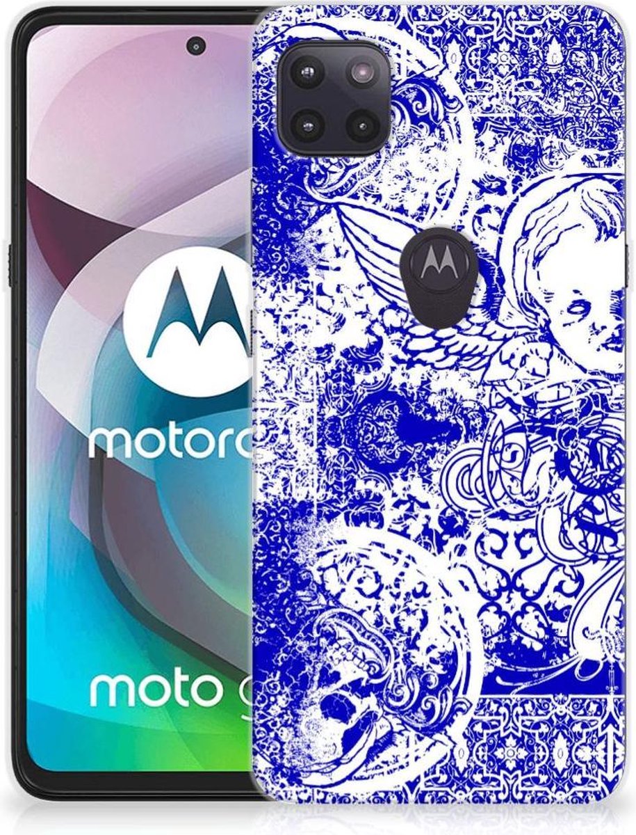 Silicone Back Case Motorola Moto G 5G Angel Skull Blauw