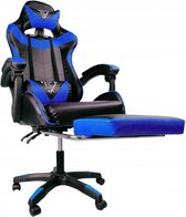 Draaibare gamestoel met EC GAMING KO voetensteun - Game stoel met voetsteun - Premium bureaustoel - Computerstoel - Blauw / Zwart