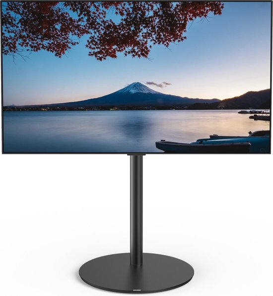 Spectral VX1000-BG-BG-SAT | tv-statief, tv-standaard draaibaar | zwart buis, voetplaat gesatineerd glas kleur Black | geschikt voor 40" - 65” inch televisies