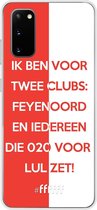 6F hoesje - geschikt voor Samsung Galaxy S20 -  Transparant TPU Case - Feyenoord - Quote #ffffff