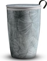Quinten-Art® Porseleinen Mok voor Koffie & Thee – Design Mug 'Circles' met Zeef 350 ml  Grijs/Wit