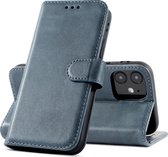 Klassiek Design - Echt Lederen Hoesje - Book Case Portemonnee Telefoonhoesje - Geschikt voor iPhone 12 Mini - Navy