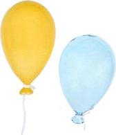 Supervintage glazen ballonnen in het geel en blauw 14 x 8 x 8 Medium