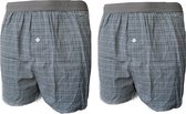 Embrator 2-stuks mannen Boxershort geruit grijs/wit/donkerblauw XL