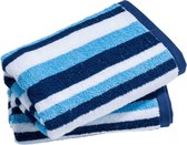Handdoek 50x100 cm Stripe marine/lichtblauw col 1 - 4 Stuks