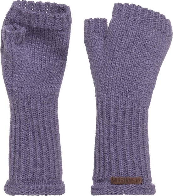 Knit Factory Cleo Gebreide Dames Vingerloze Handschoenen - Handschoenen voor in de herfst & winter - Paars handschoenen - Polswarmers - Violet - One Size