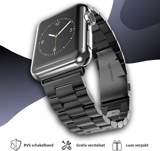 Apple Watch Series 1, 2, 3, 4, 5, 6 en SE zwart schakel smartwatch horloge  bandje | bol.com