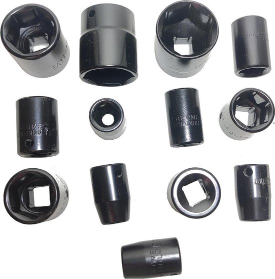 Schlagschrauber Nüsse Set 10-27mm 1/2 19 tlg. 2x Verlängerung 1/4 Adapter HASKYY