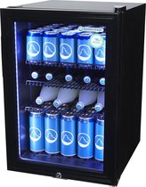 Gastro-Cool KW65 - Mini koelkast met glazen deur 62 Liter - Zwart/Zwart/Zwart 204101