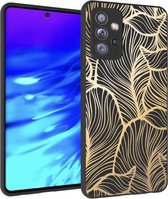 iMoshion Design voor de Samsung Galaxy A72 hoesje - Bladeren - Zwart / Goud