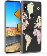 kwmobile telefoonhoesje voor Xiaomi Mi Mix 3 - Hoesje voor smartphone in zwart / meerkleurig / transparant - Travel Wereldkaart design