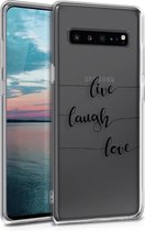 kwmobile telefoonhoesje voor Samsung Galaxy S10 5G - Hoesje voor smartphone in zwart / transparant - Live Laugh Love design