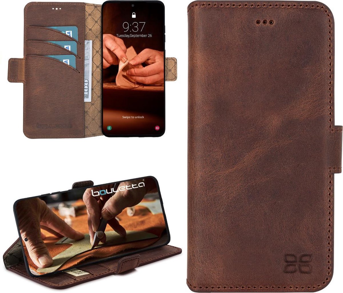 Bouletta geschikt voor Samsung Galaxy S21 Plus lederen BookCase hoesje - Antic Coffee