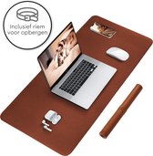 Bureau Onderlegger Leer | Gaming Muismat XXL | Bureaumat | 80 x 40 CM | Cognac Bruin