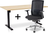 Zit-sta bureau elektrisch verstelbaar +  ERGO Bureaustoel | ARBO EASY Thuiswerkset | frame bureau zwart - bureaublad wild peren | 160x80 cm