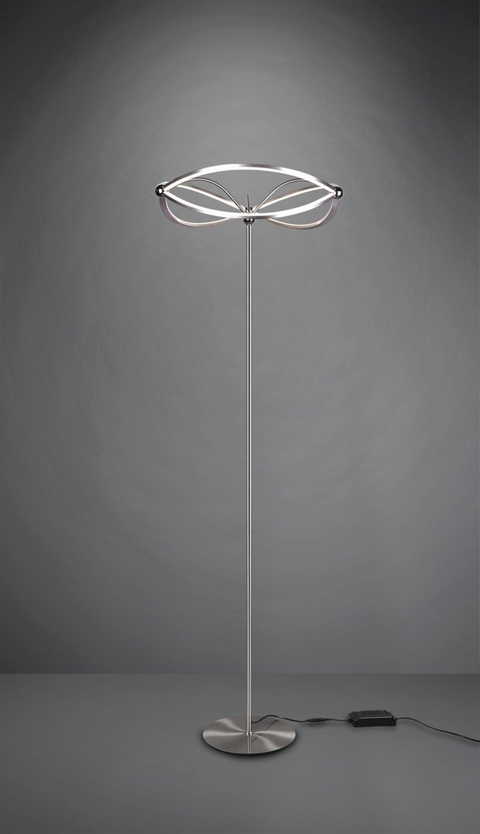 LED vloerlamp Willis, nikkel, hoogte 180 cm, metaal CCT dimmer