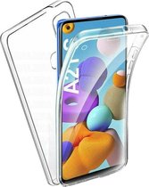 Samsung A21S Hoesje en Screenprotector in 1 - Samsung Galaxy A21s Case 360 graden Transparant