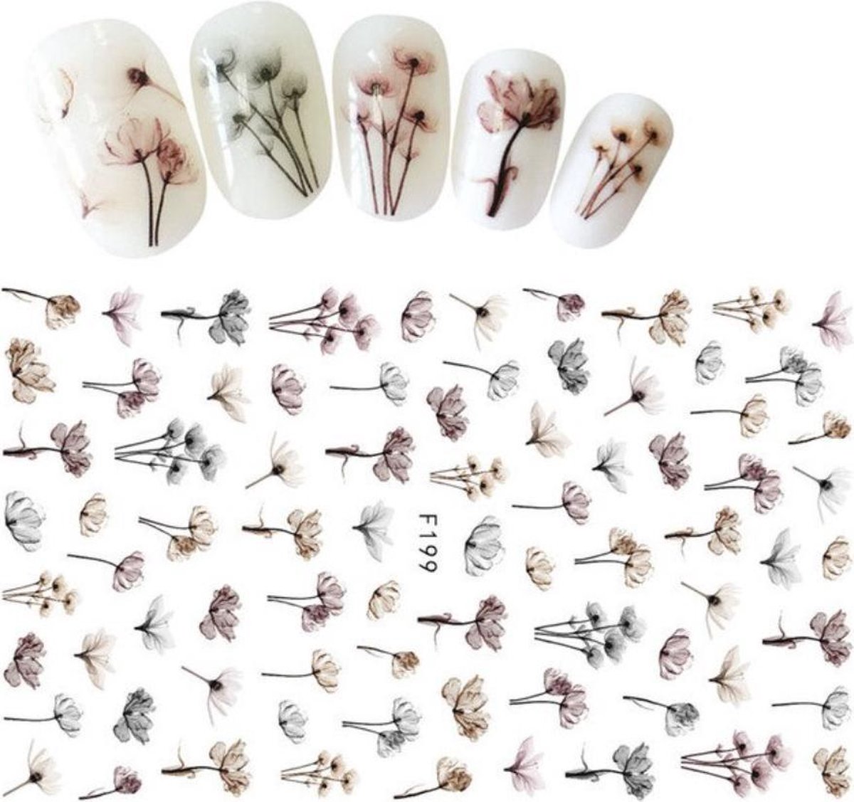 Goedkoopste GUAPÀ - Nail Art 3D Taupe Flower Stickers - Nagel Decoratie & Versiering Folie - 92 pieces