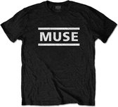 Muse - White Logo Heren T-shirt - L - Zwart