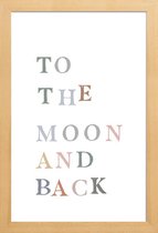 JUNIQE - Poster met houten lijst To The Moon and Back -13x18