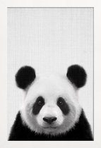 JUNIQE - Poster in houten lijst Panda zwart-wit foto -40x60 /Grijs &