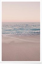 JUNIQE - Poster Rosegold Beach Morning -60x90 /Blauw & Roze
