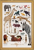 JUNIQE - Poster met houten lijst Vintage Afrika -60x90 /Kleurrijk