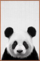 JUNIQE - Poster met kunststof lijst Panda zwart-wit foto -20x30 /Grijs