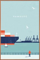 JUNIQE - Poster met kunststof lijst Hamburg - retro -60x90 /Blauw &