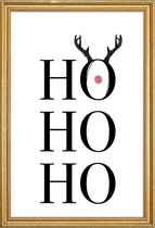 JUNIQE - Poster met houten lijst Hohoho Deer -40x60 /Wit & Zwart
