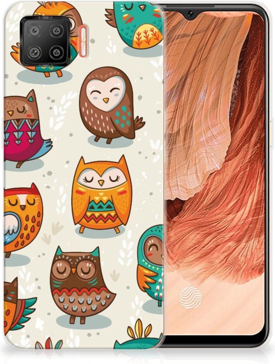 OPPO A73 4G TPU Hoesje Vrolijke Uilen